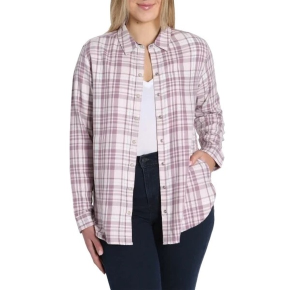 Jachs Girlfriend Pearl Snap Flannel Shirt W/ Pockets Size XXL - Picture 1 of 7